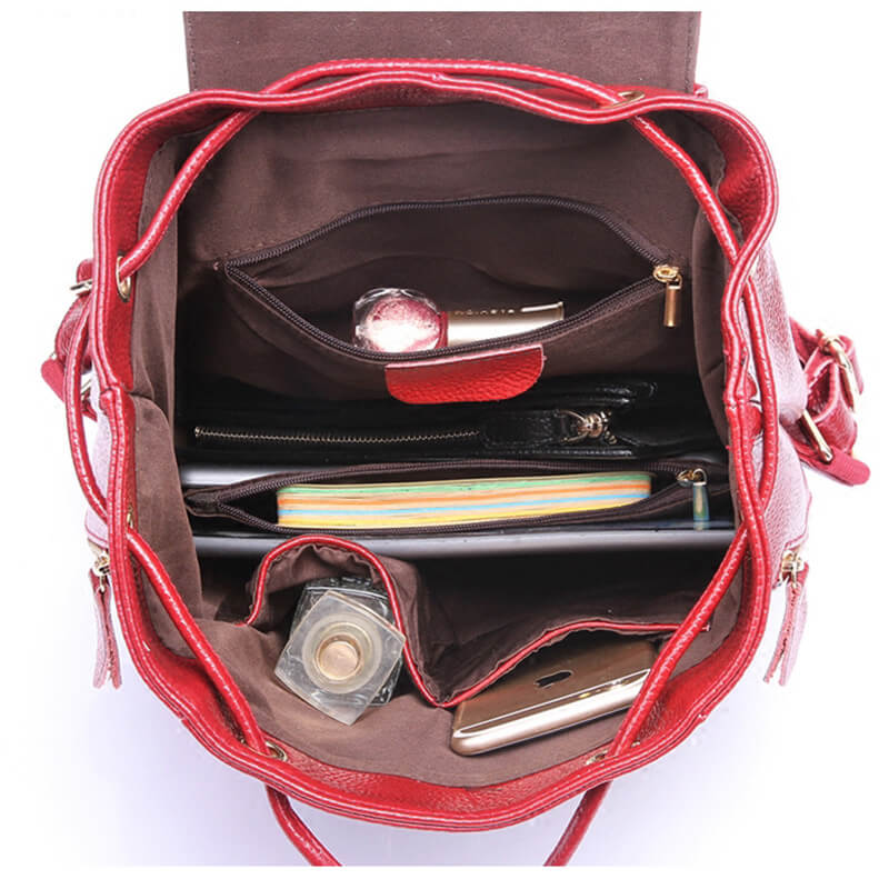 echt Leder Damen Rucksack mit Kordelzug für Alltag und Freizeit