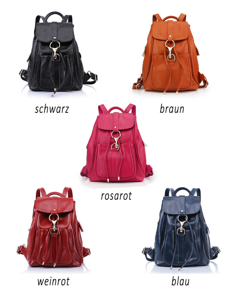 echt Leder Damen Rucksack mit Kordelzug für Alltag und Freizeit