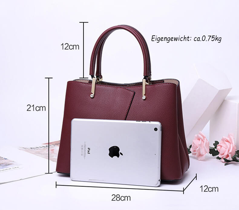 Elegante Umhängetasche für Damen mit Henkel Handtasche Leder in 6 Farben