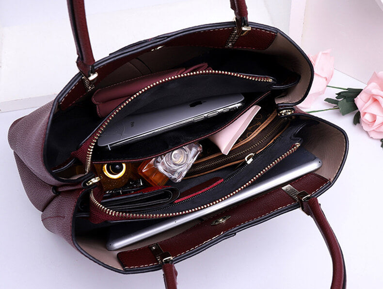 Elegante Umhängetasche für Damen mit Henkel Handtasche Leder in 6 Farben