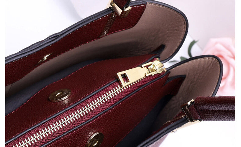 Elegante Umhängetasche für Damen mit Henkel Handtasche Leder in 6 Farben