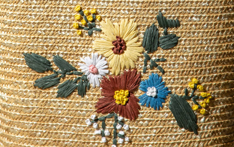 geflochtene Strohtasche Damen mit Blumen Handtasche Landhausstil für Urlaub