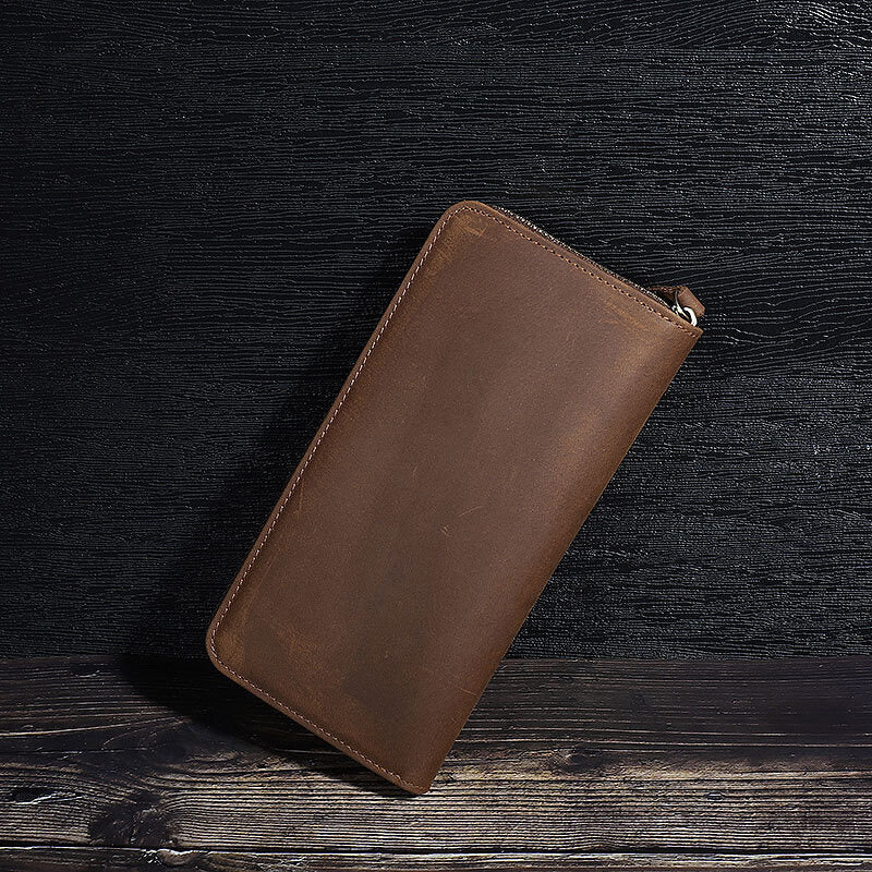 Geldbörse Herren Leder mit Münzfach Portemonnaie lang Männer Vintage Clutch