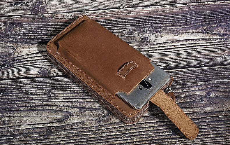 Geldbörse Herren Leder mit Münzfach Portemonnaie lang Männer Vintage Clutch