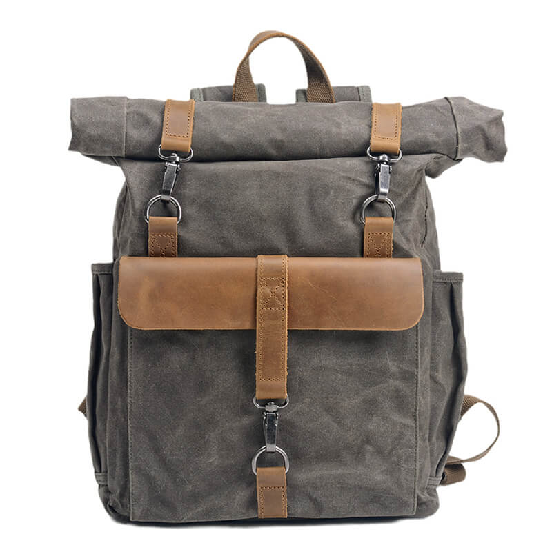 gewachstes Canvas Rucksack Herren Outdoor für Uniund Reisen