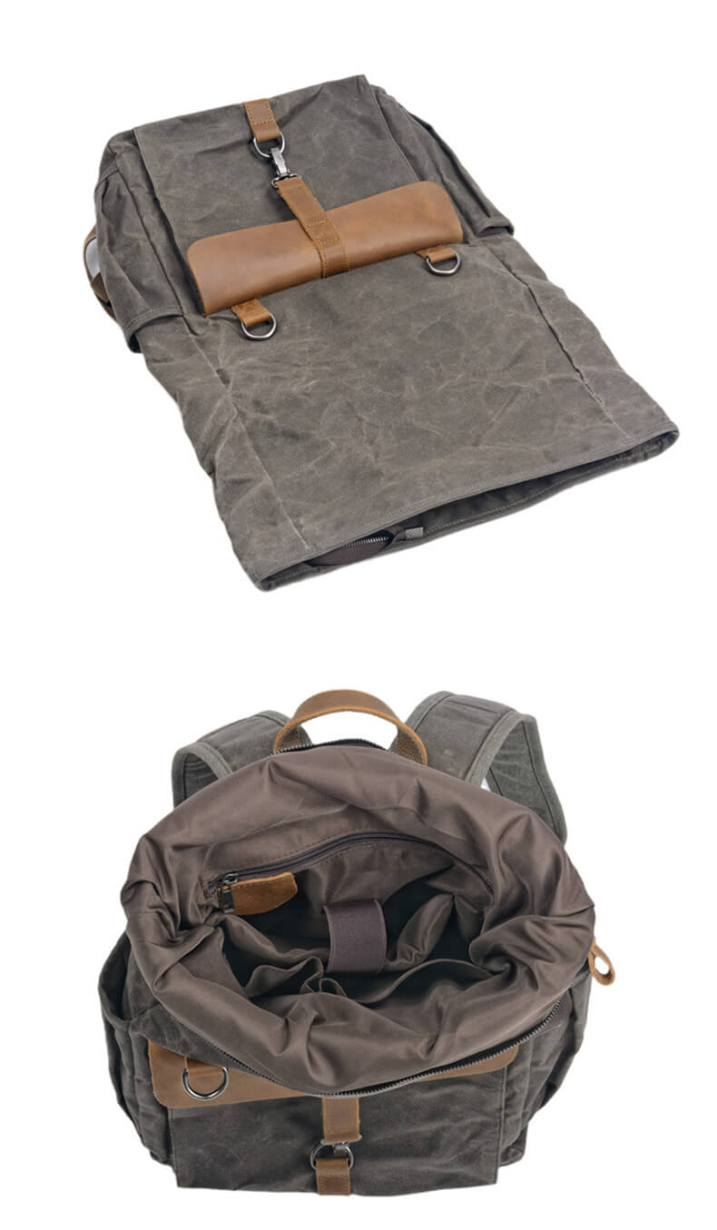 gewachstes Canvas Rucksack Herren Outdoor für Uniund Reisen