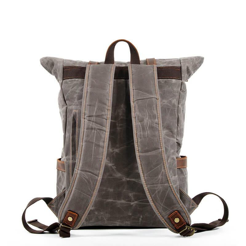 groß Retro Rucksack gewachste Canvas Herren für Reisen und Outdoor