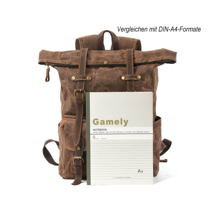 groß Retro Rucksack gewachste Canvas Herren für Reisen und Outdoor