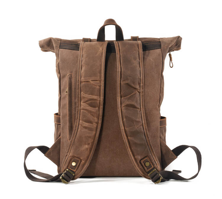 groß Retro Rucksack gewachste Canvas Herren für Reisen und Outdoor