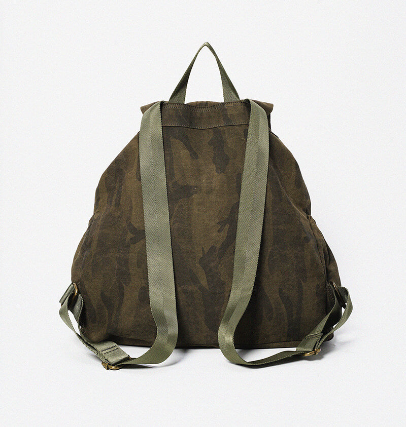 groß Damen Rucksack Canvas Camouflage Vintage mit Kordelzug und Laptopfach für Uni Alltag