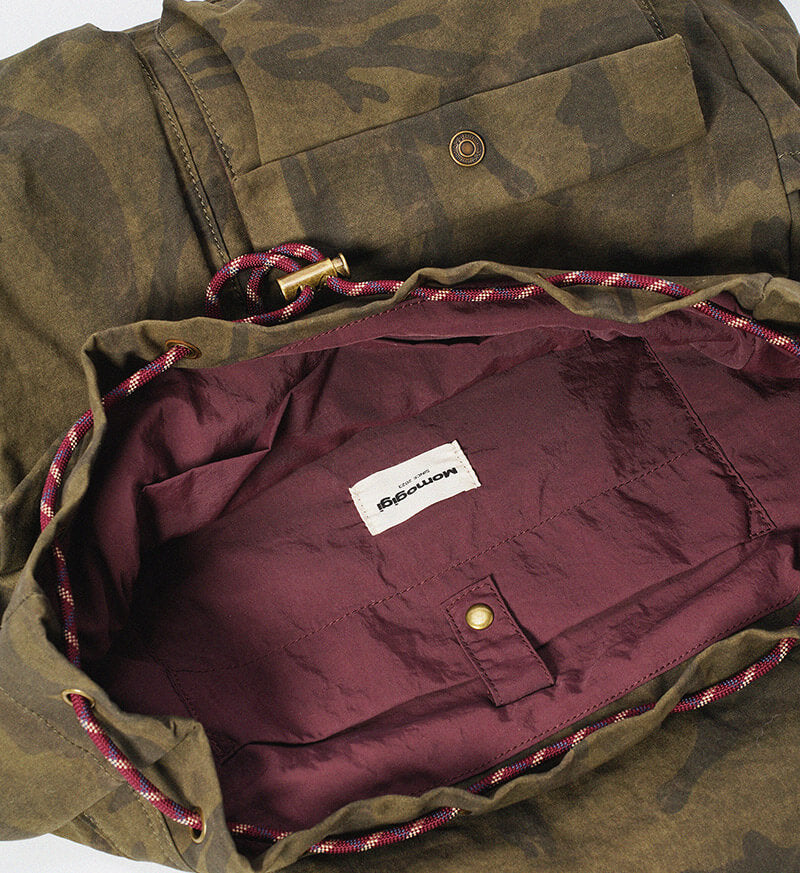 groß Damen Rucksack Canvas Camouflage Vintage mit Kordelzug und Laptopfach für Uni Alltag