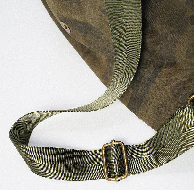groß Damen Rucksack Canvas Camouflage Vintage mit Kordelzug und Laptopfach für Uni Alltag