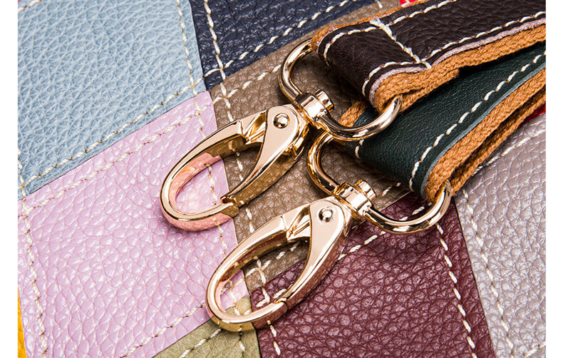 große Damen Handtasche zum Umhängen bunt Patchwork Leder Umhängetasche