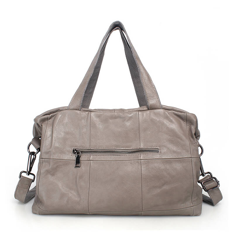 große Schultertasche Damen Leder Handtasche Umhängetasche schwarz und grau