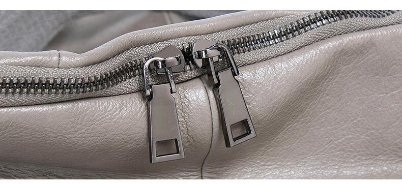 große Schultertasche Damen Leder Handtasche Umhängetasche schwarz und grau