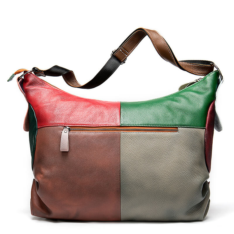 große Schultertasche Damen bunt Reisen Umhängetasche Ledertasche Patchwork