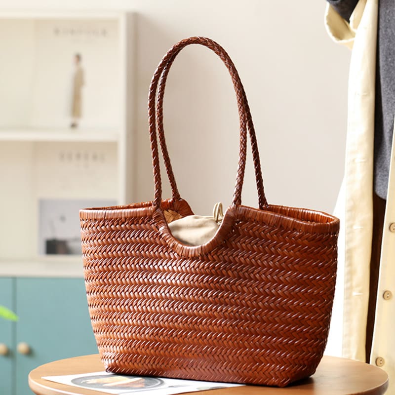 schultertasche geflochten leder