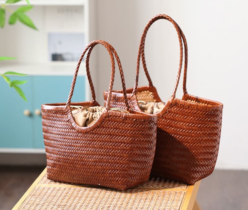 große Damen Schultertasche geflochten Leder für Damen Tote Bag