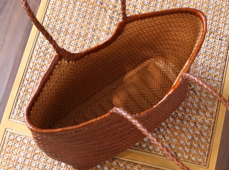 große Damen Schultertasche geflochten Leder für Damen Tote Bag