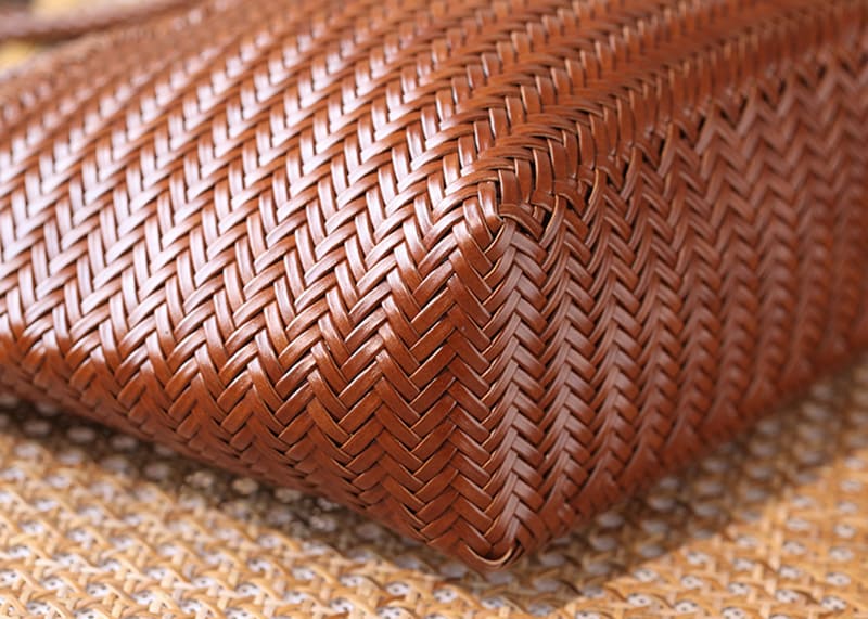 große Damen Schultertasche geflochten Leder für Damen Tote Bag