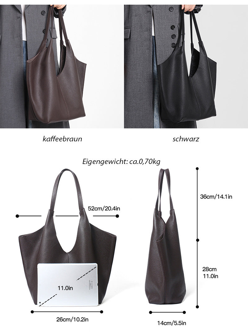 große Damen Schultertasche weiches Leder mit abnehmbarer Innentasche