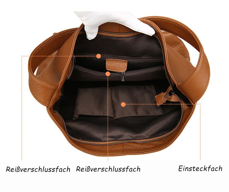 große Leder Schultertasche Damen Ledertasche Umhängetasche schlicht