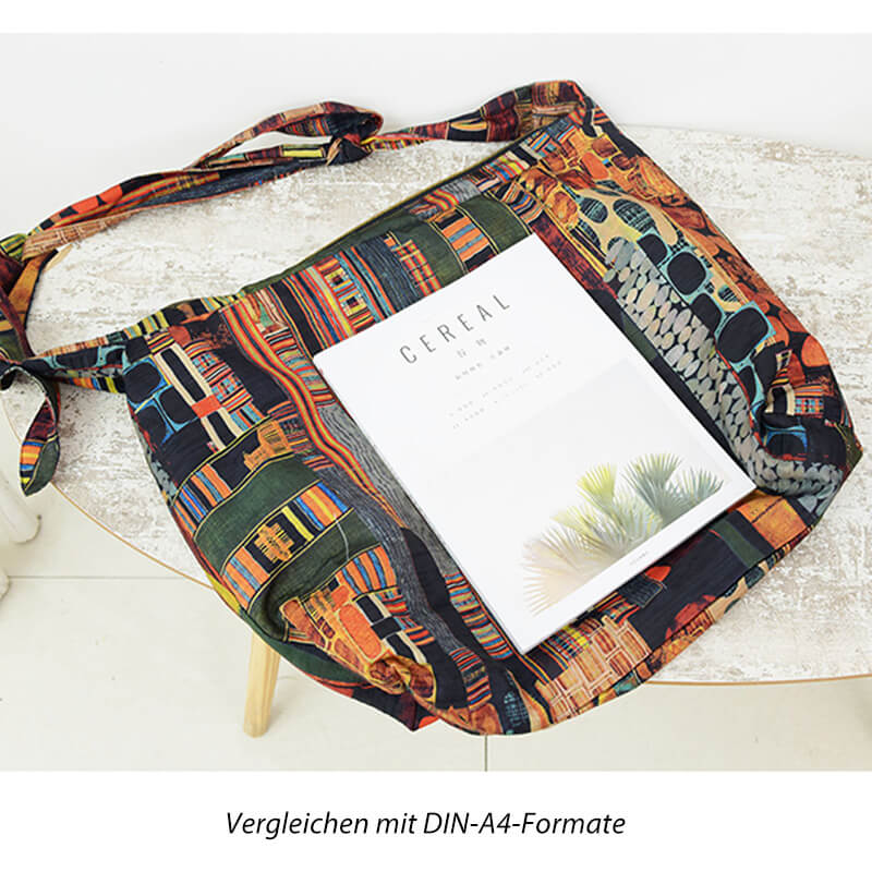 große Schultertasche Damen bunte Umhängetasche aus Polyester Baumwoll Mischgewebe