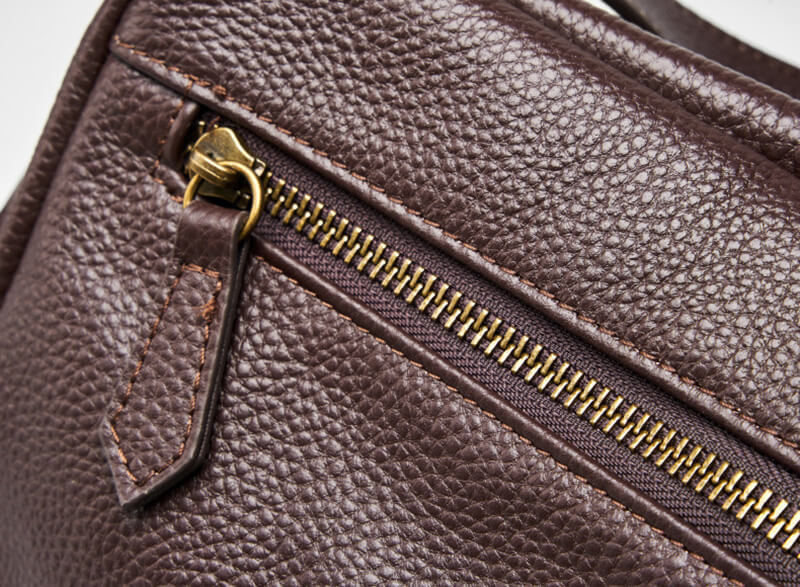 große Schultertasche Damen Leder Umhängetasche in Schwarz und Kaffeebraun