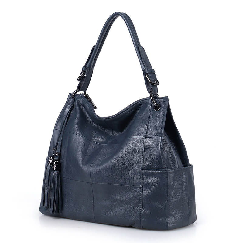 schultertasche damen blau leder