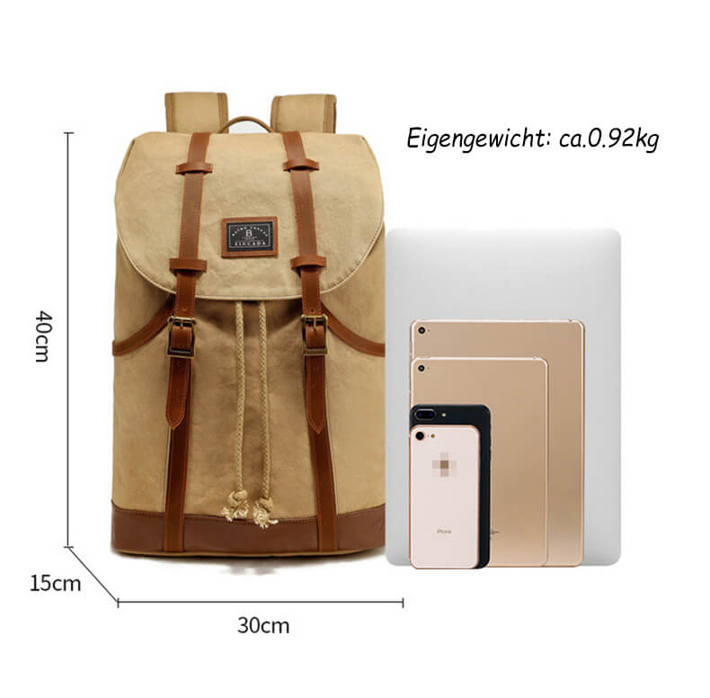 großer Herren Rucksack Retro Canvas Reiserucksack Kordelzug