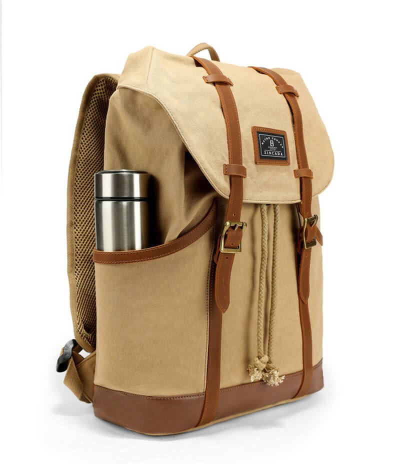 großer Herren Rucksack Retro Canvas Reiserucksack Kordelzug