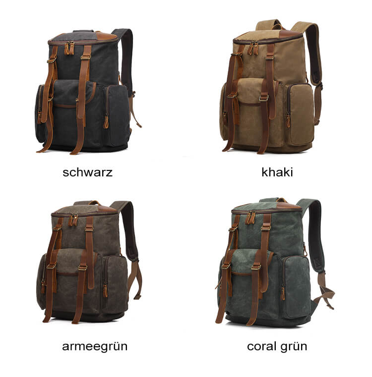 großer Rucksack Herren aus Canvas Segeltuchtasche mit Laptopfach