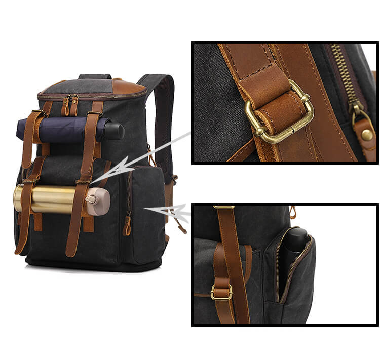 großer Rucksack Herren aus Canvas Segeltuchtasche mit Laptopfach