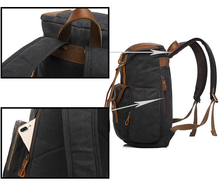 großer Rucksack Herren aus Canvas Segeltuchtasche mit Laptopfach