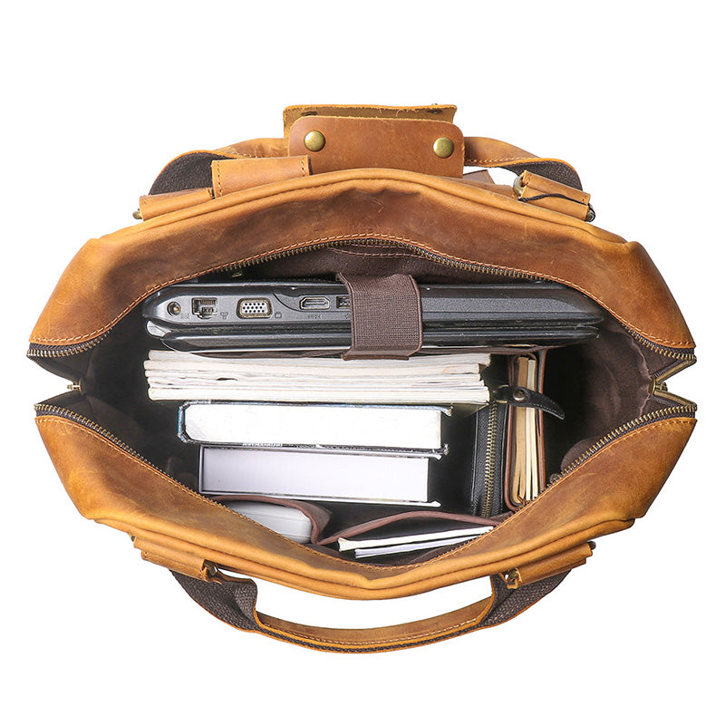 großer Rucksack Leder Herren Vintage mit 2 Griffen