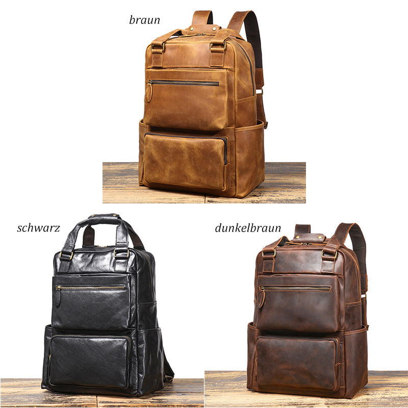 großer Rucksack Leder Herren Vintage mit 2 Griffen