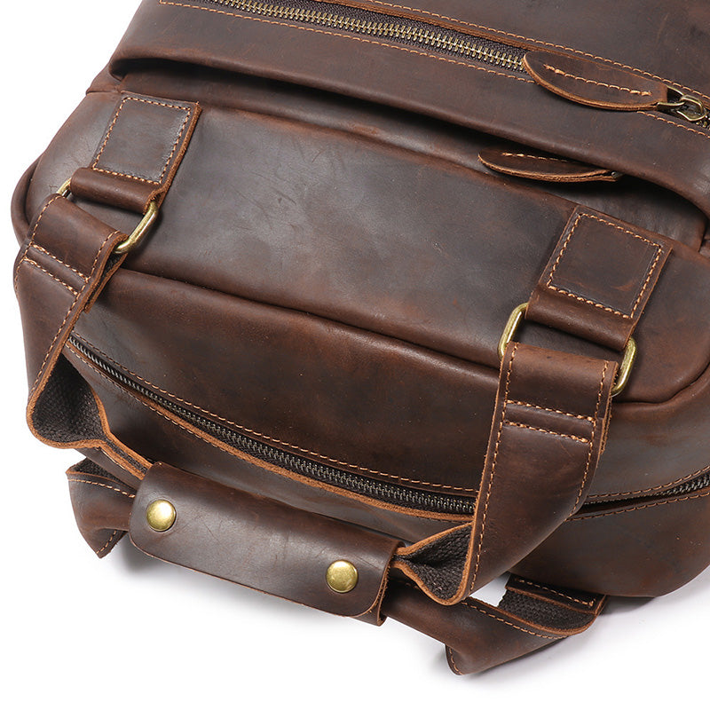 großer Rucksack Leder Herren Vintage mit 2 Griffen