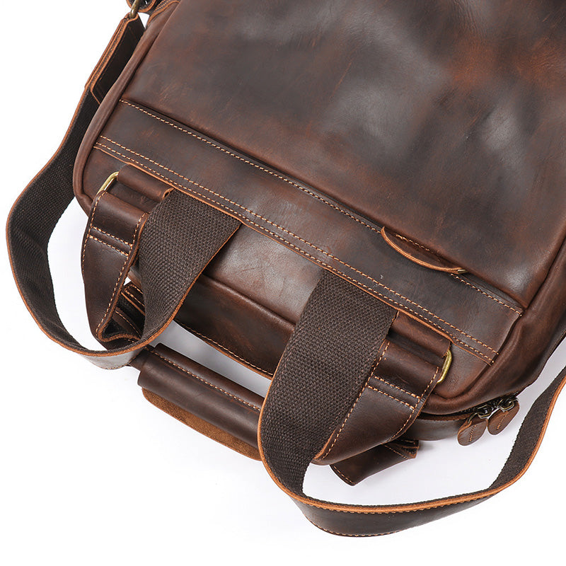 großer Rucksack Leder Herren Vintage mit 2 Griffen