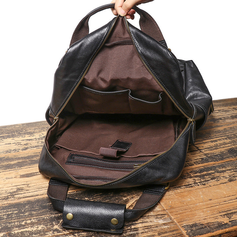 großer Rucksack Leder Herren Vintage mit 2 Griffen