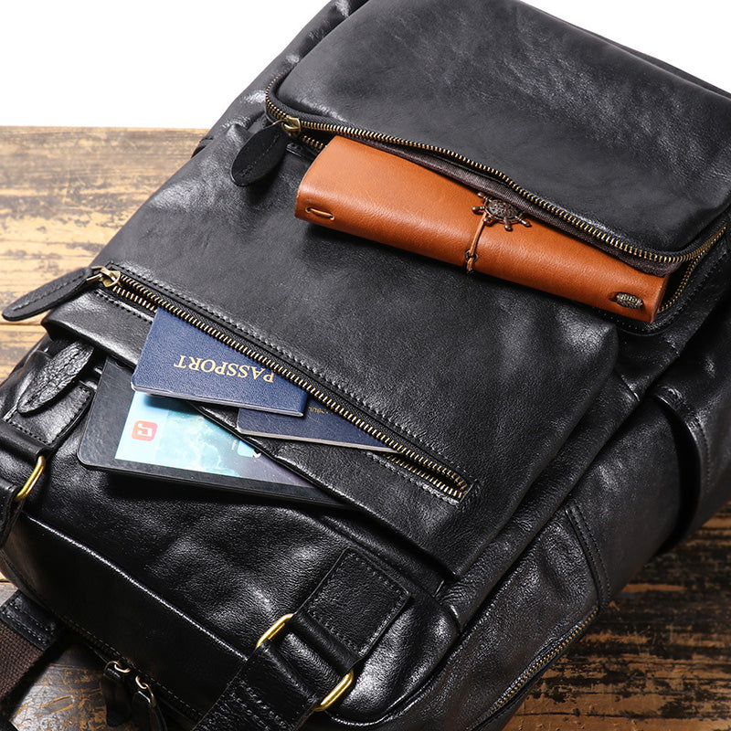 großer Rucksack Leder Herren Vintage mit 2 Griffen