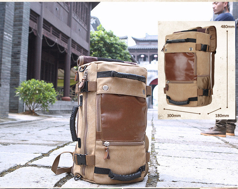 rucksack segeltuch leder