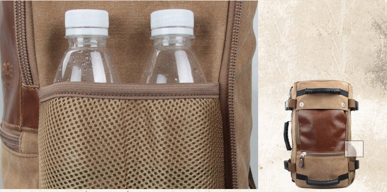 großer Rucksack Umhängetasche Kombi herren aus Segeltuch Backpack für Reisen