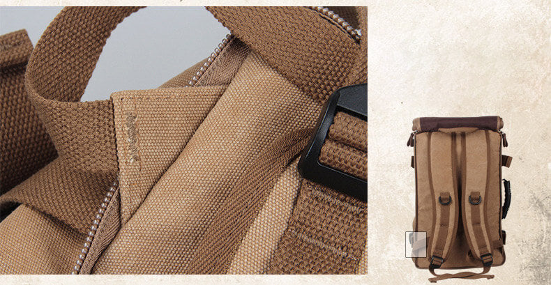 großer Rucksack Umhängetasche Kombi herren aus Segeltuch Backpack für Reisen