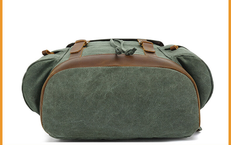 großer Vintage Rucksack gewachstes Canvas Backpack Herren mit Kordelzug