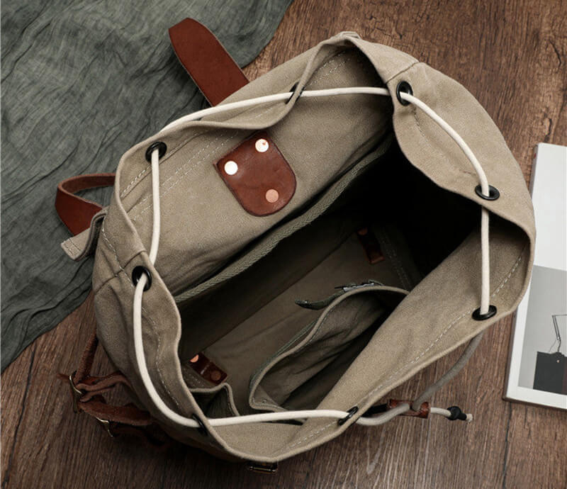 großer Rucksack Herren Canvas für Reisen mit Kodelzug und Laptopfach