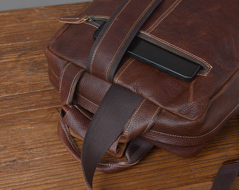 großer Rucksack Herren Leder mit vielen Fächern Vintage