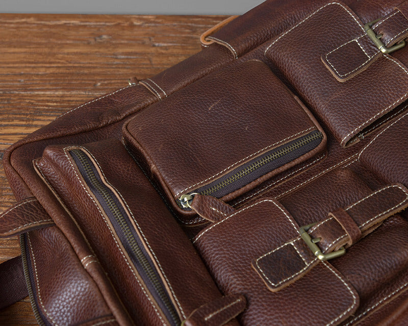 großer Rucksack Herren Leder mit vielen Fächern Vintage
