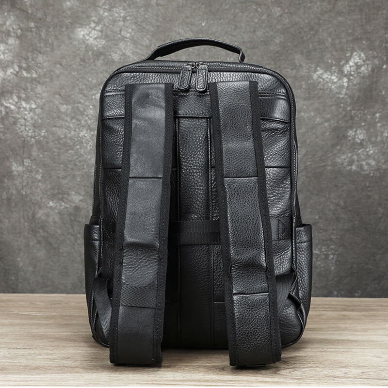 großer Rucksack Herren weiches Leder mit Laptopfach und Seitentaschen für Arbeit und Uni