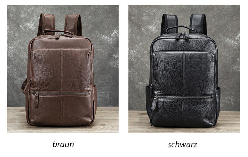 großer Rucksack Herren weiches Leder mit Laptopfach und Seitentaschen für Arbeit und Uni