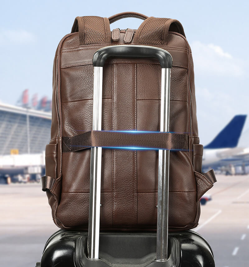 großer Rucksack Herren weiches Leder mit Laptopfach und Seitentaschen für Arbeit und Uni